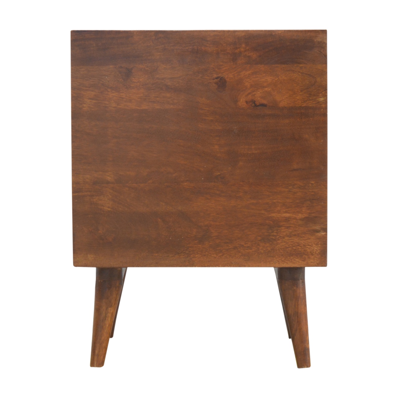 chestnut end table with gold inlay