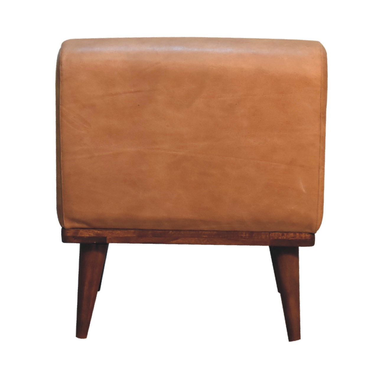 in3559 tan buffalo leather footstool with backrest