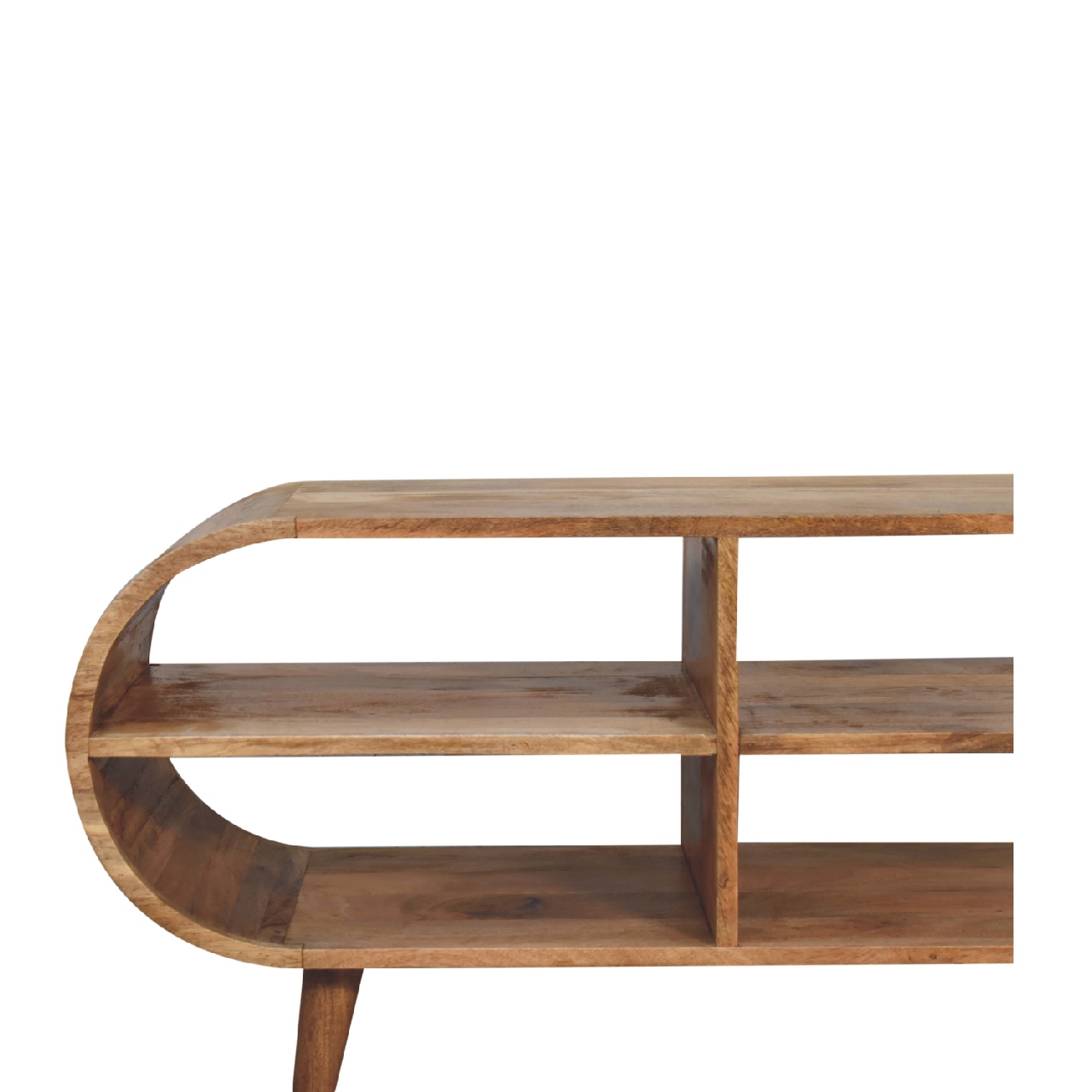 in3568 reverse curved oak ish media unit