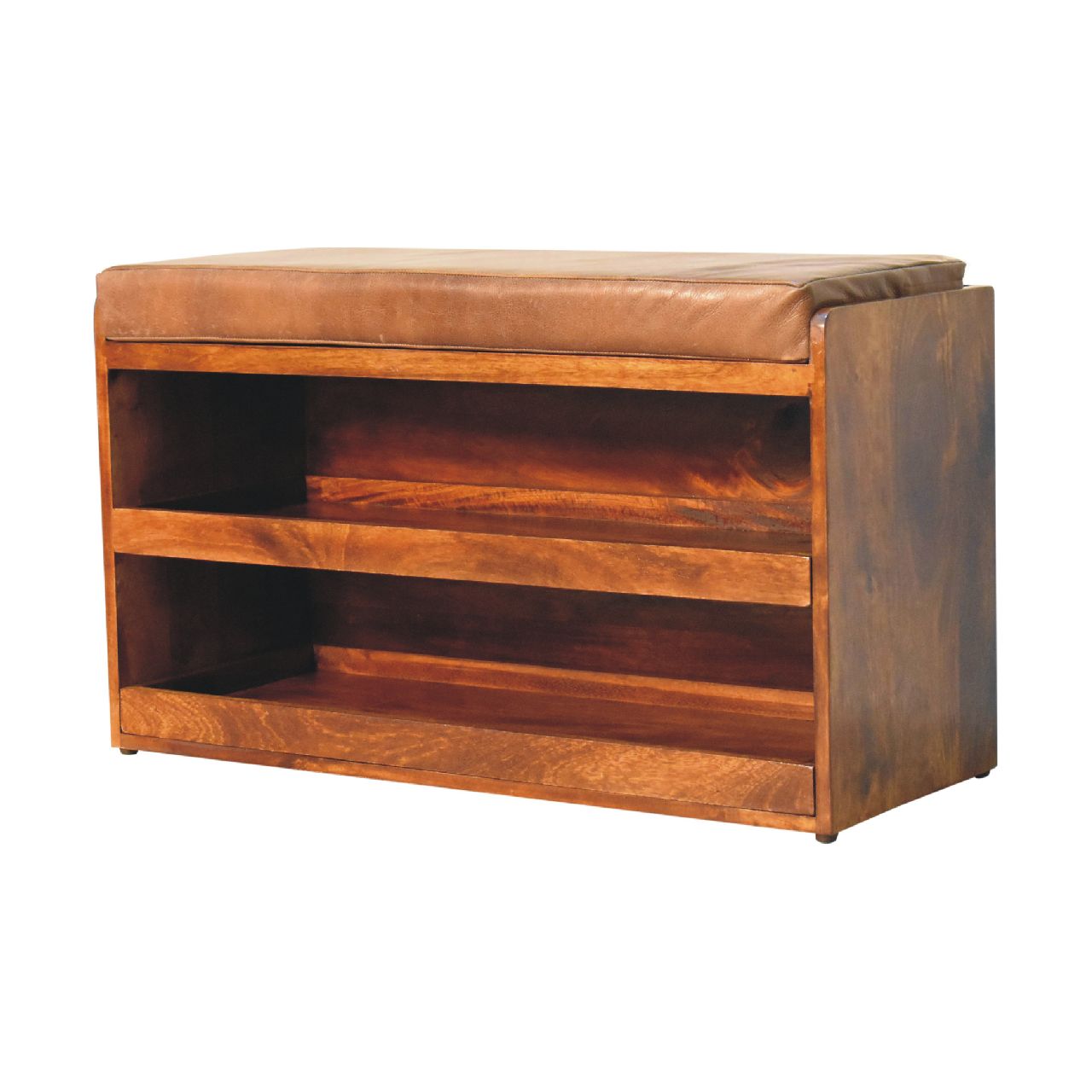 in3575 buffalo hide pull out chestnut shoe storage bench