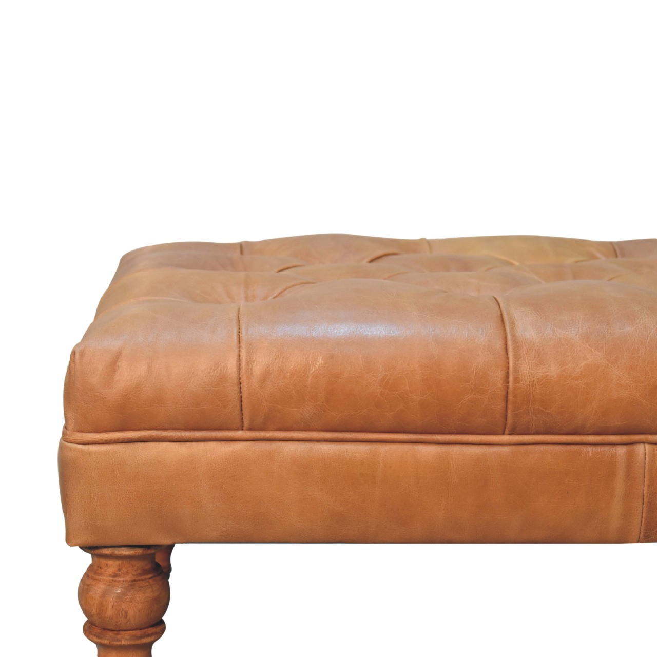 in3580 buffalo tan leather ottoman with castor legs