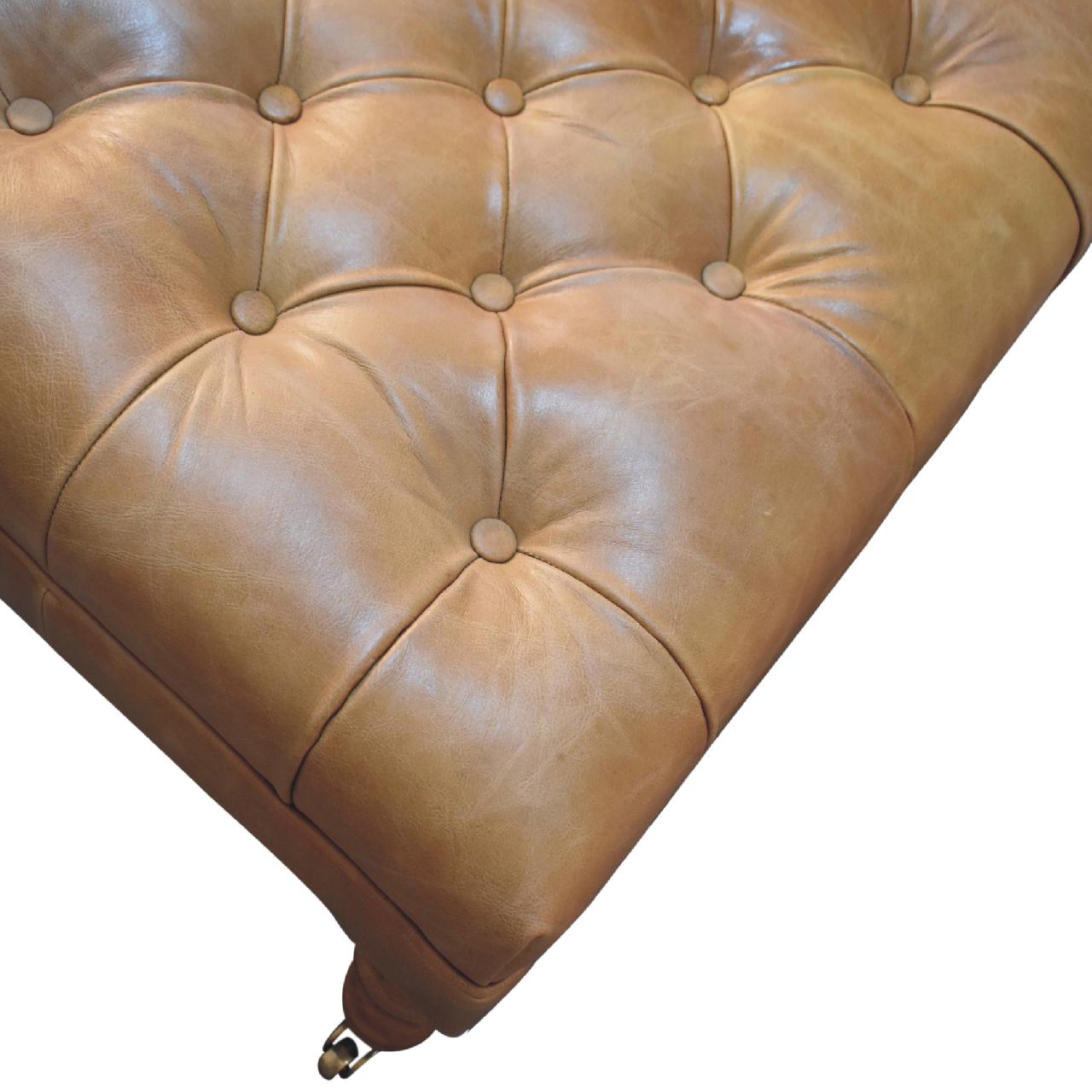 in3580 buffalo tan leather ottoman with castor legs