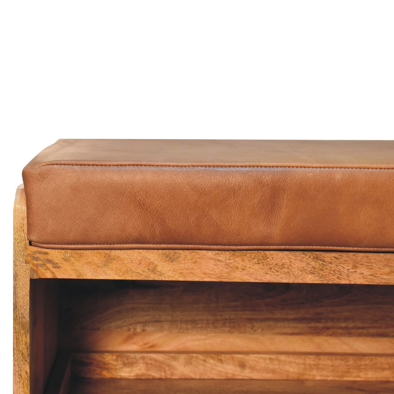 in3582 buffalo hide pull out oak ish shoe storage bench