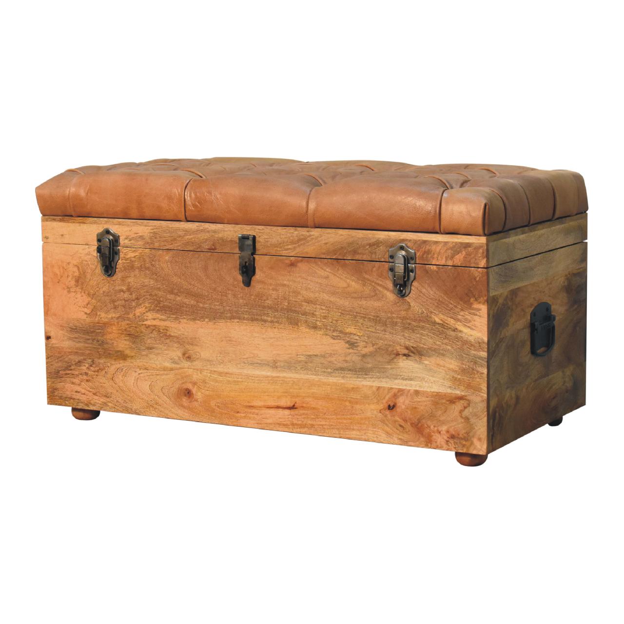 in3583 buffalo hide oak ish storage trunk