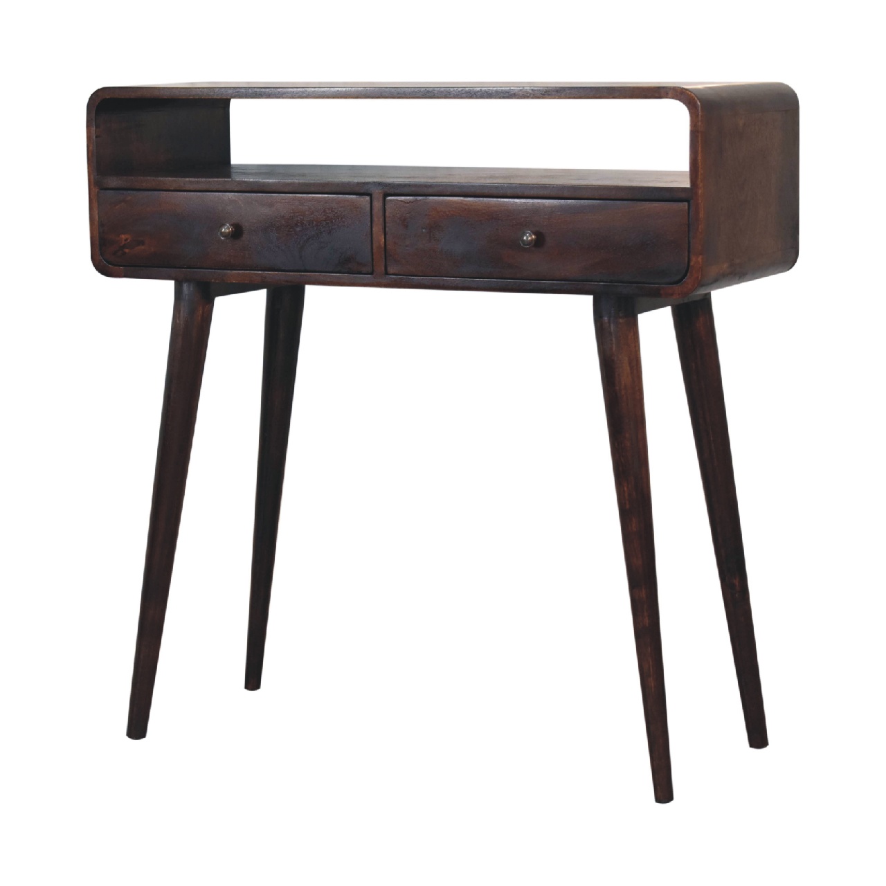 Curved Light Walnut Console Table - Image 8