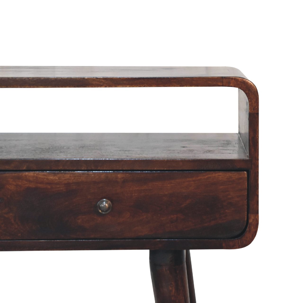 Curved Light Walnut Console Table - Image 3
