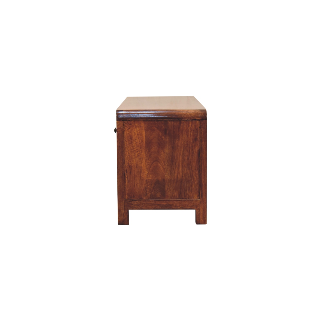 Vintage wooden bedside cabinet on white background.