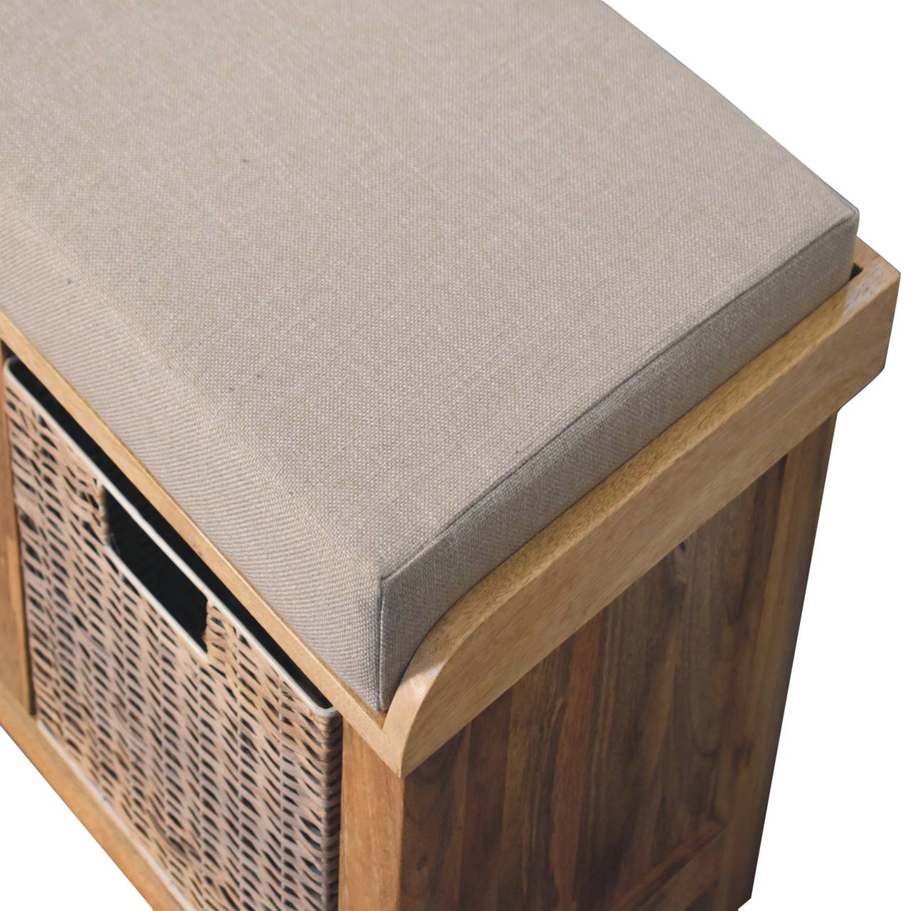 Rattan Basket Linen Bench - Image 6