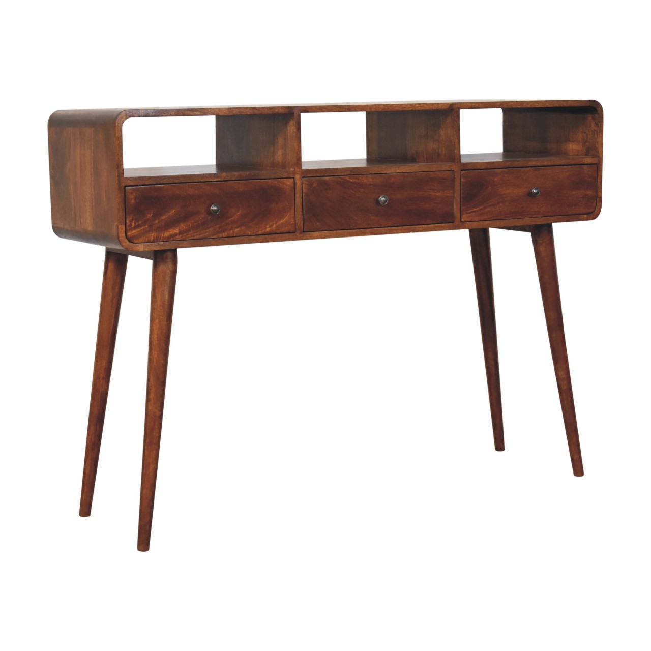 Triple Curved Chestnut Console Table - Image 3