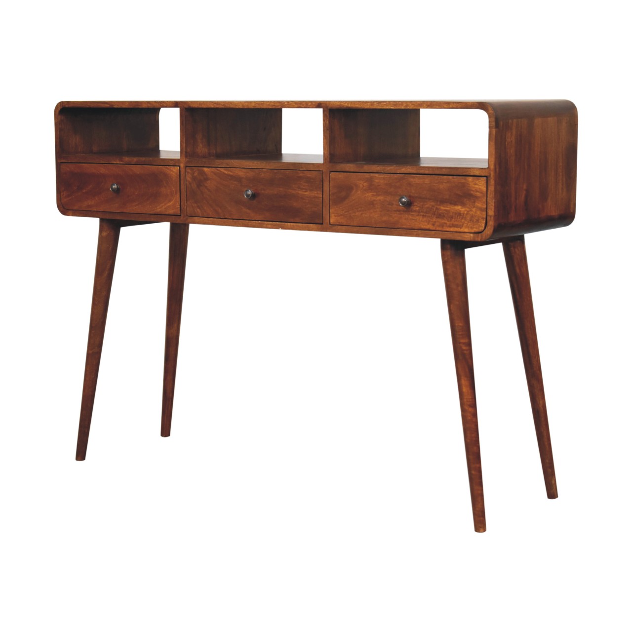 Triple Curved Chestnut Console Table - Image 4