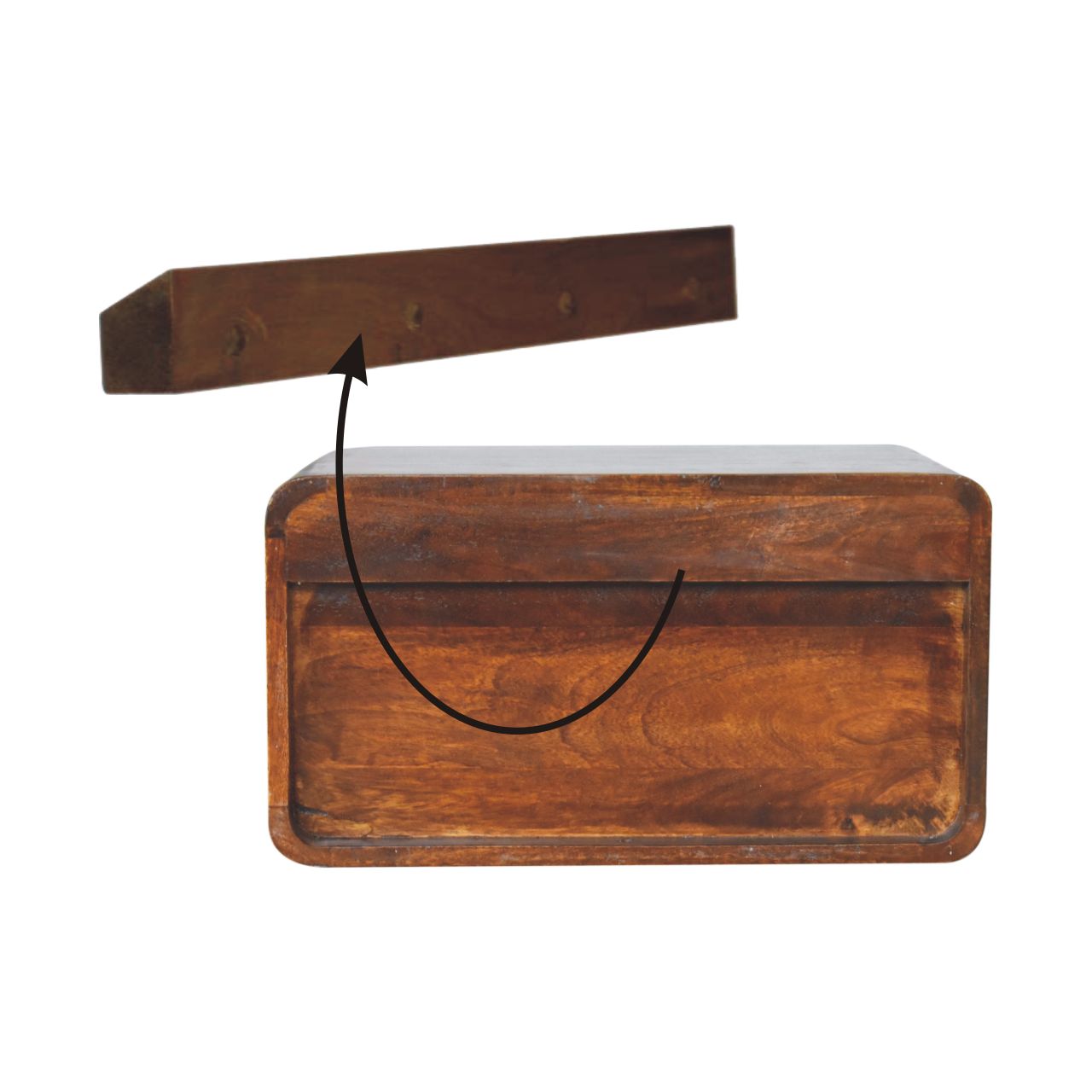 Large Chestnut Curve Floating Bedside - Image 10