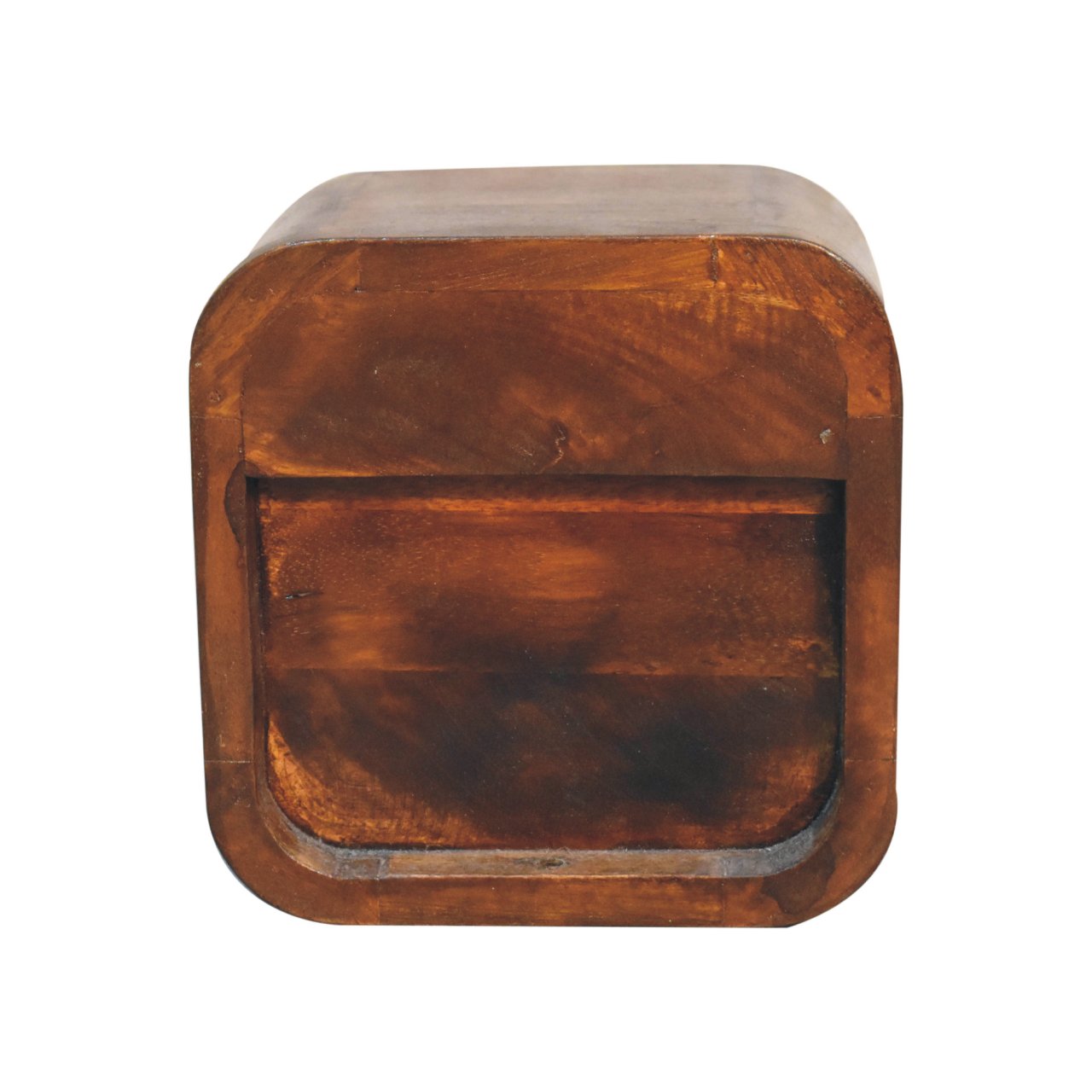 Extra Mini Curved Chestnut Bedside with Open Slot - Image 10