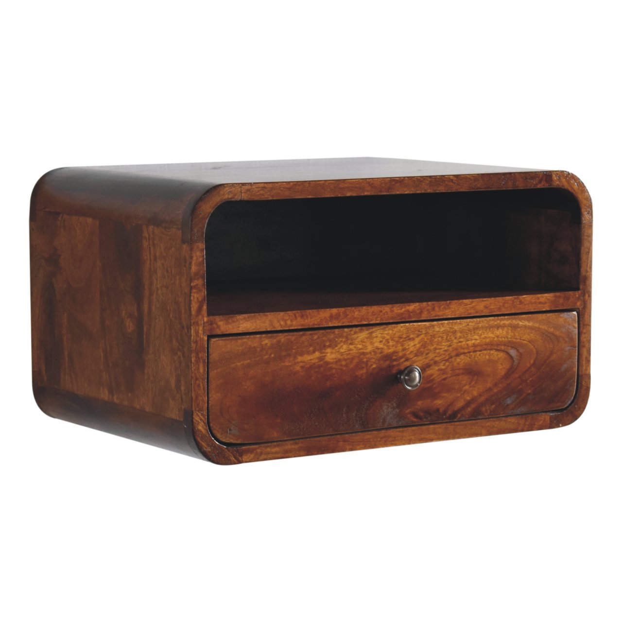 Large Chestnut Curve Upper Slot Floating Bedside - Image 4