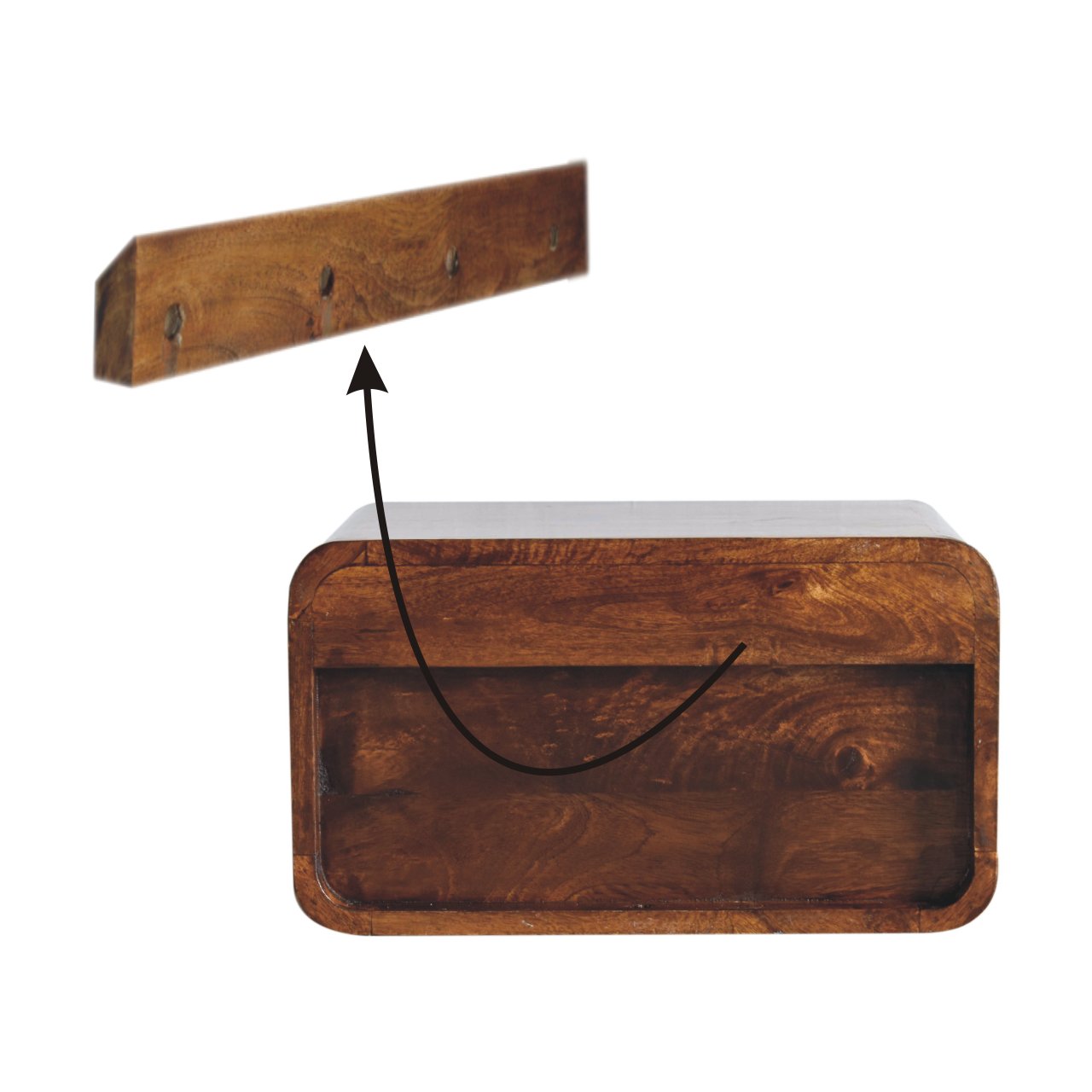 Large Chestnut Curve Upper Slot Floating Bedside - Image 10
