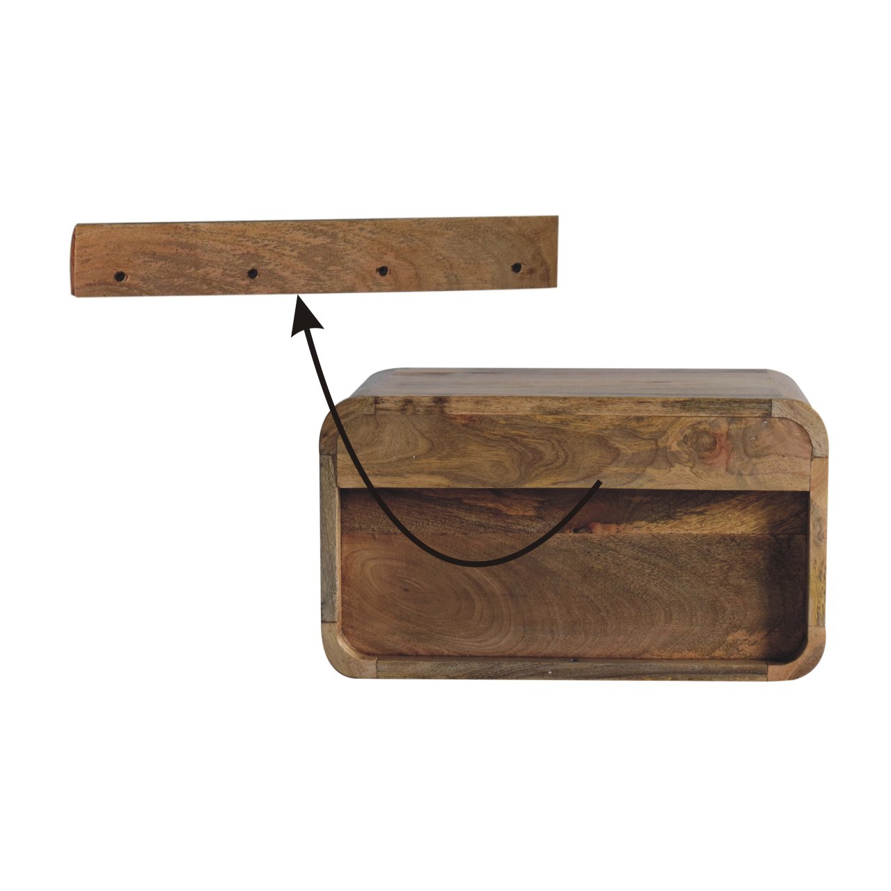 Large Oak-ish Curve Upper Slot Floating Bedside - Image 11