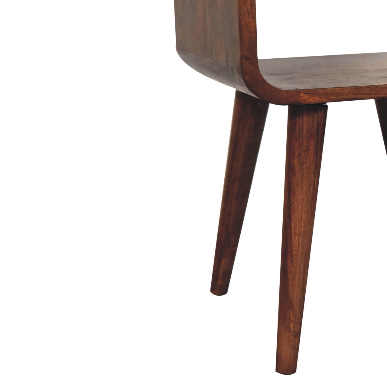 Mini Honey Caramel Curved Bedside with Lower Slot - Image 8