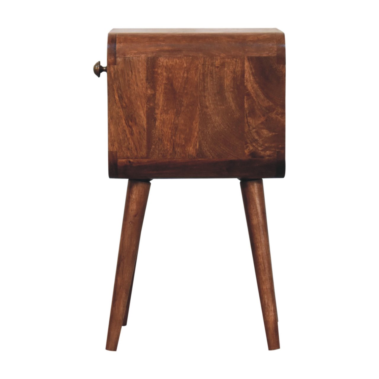 Mini Honey Caramel Curved Bedside with Lower Slot - Image 9