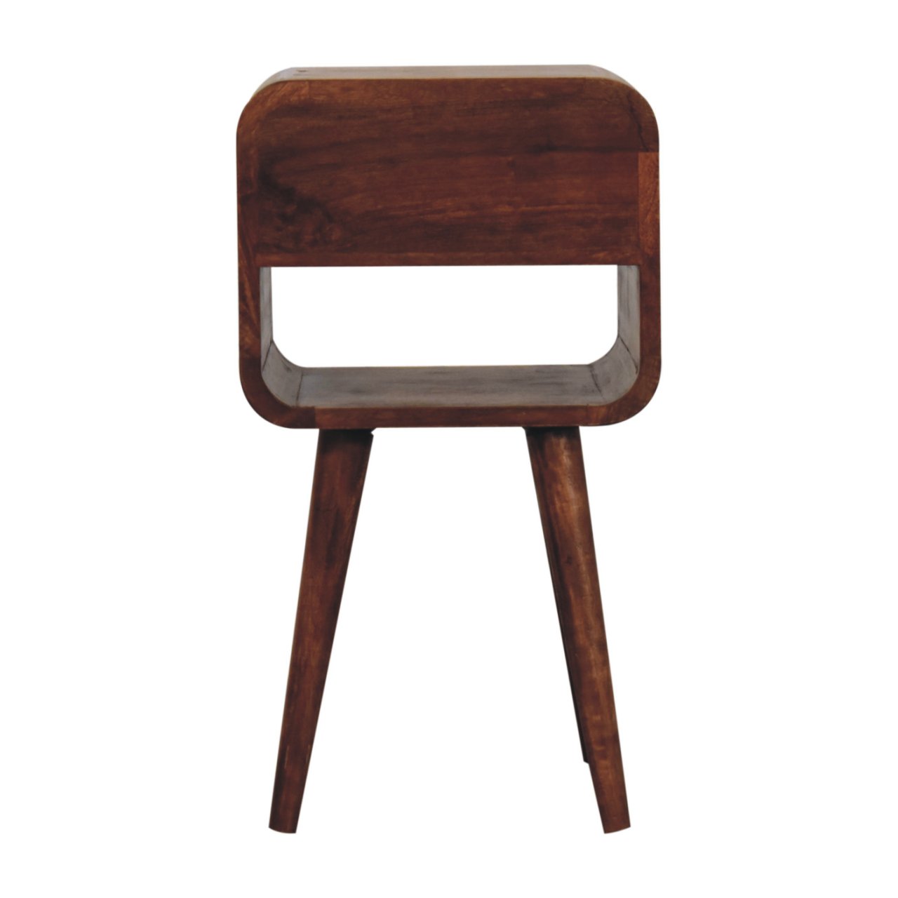 Mini Honey Caramel Curved Bedside with Lower Slot - Image 10