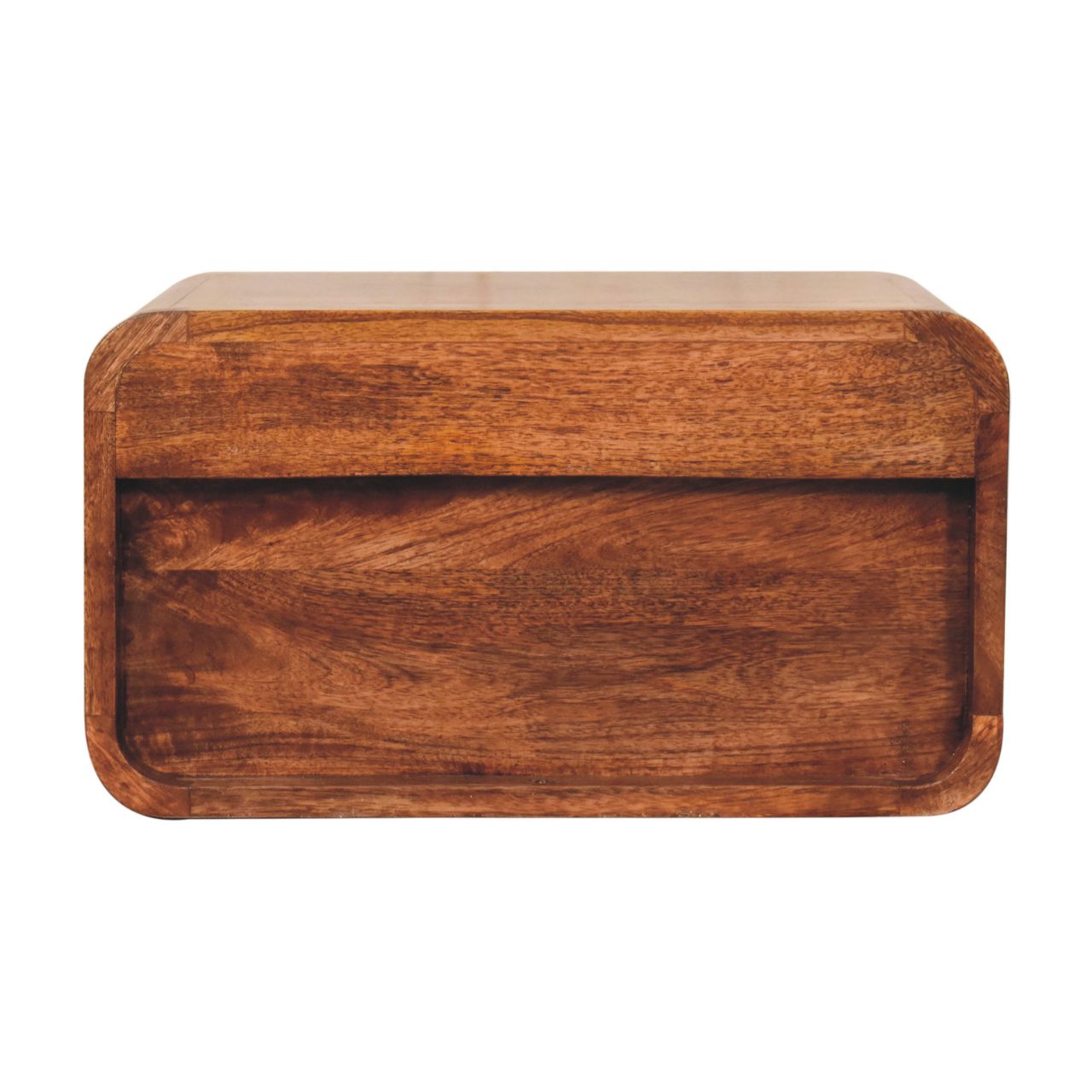 Curved Honey Caramel Wall Mounted Bedside with Open Slot - Image 8