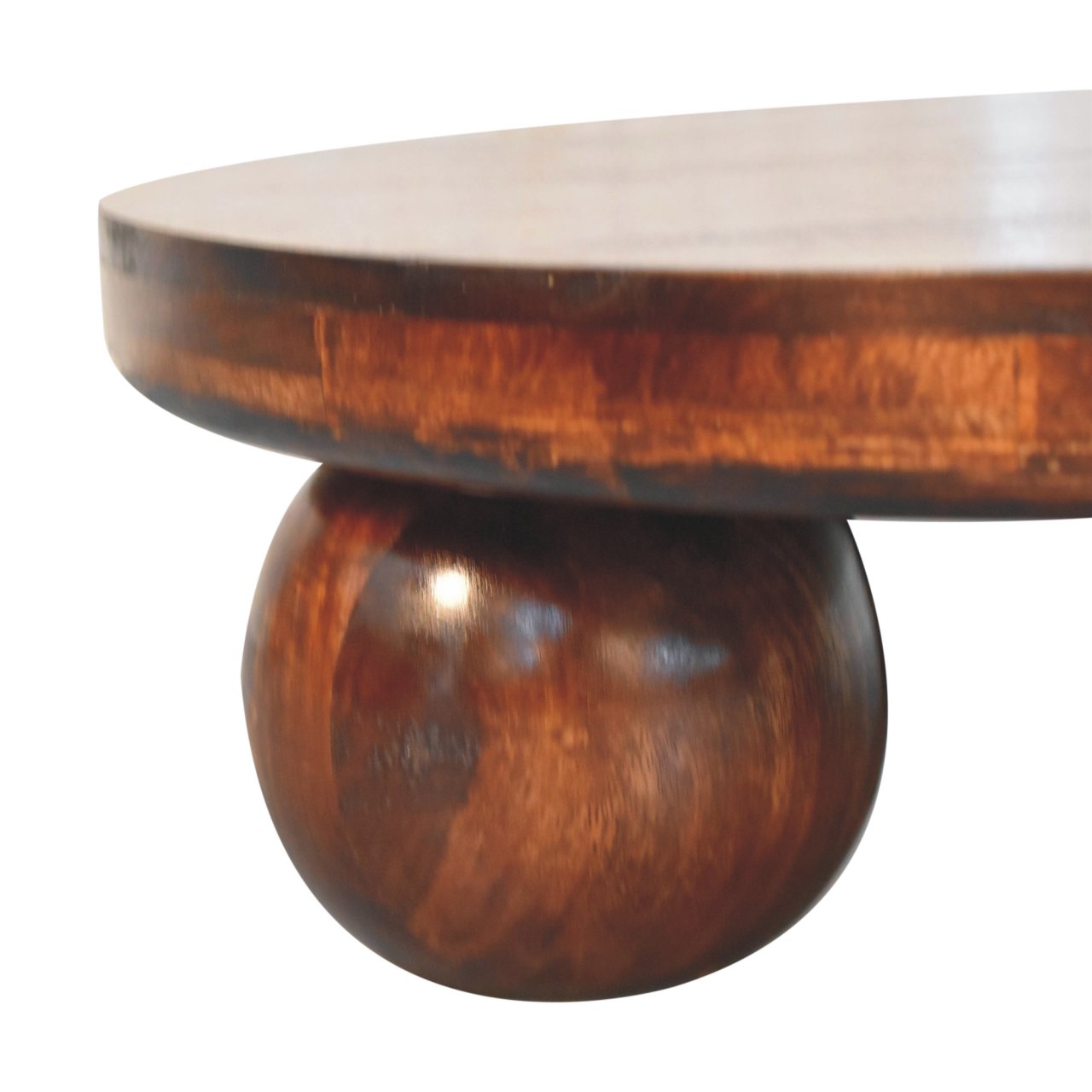 California Walnut Central Table with Ball Feet - Image 4