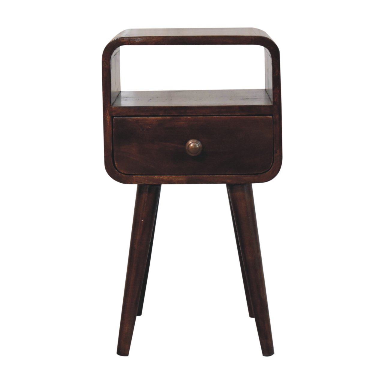 Mini California Walnut Curved Bedside with Open Slot - Image 2