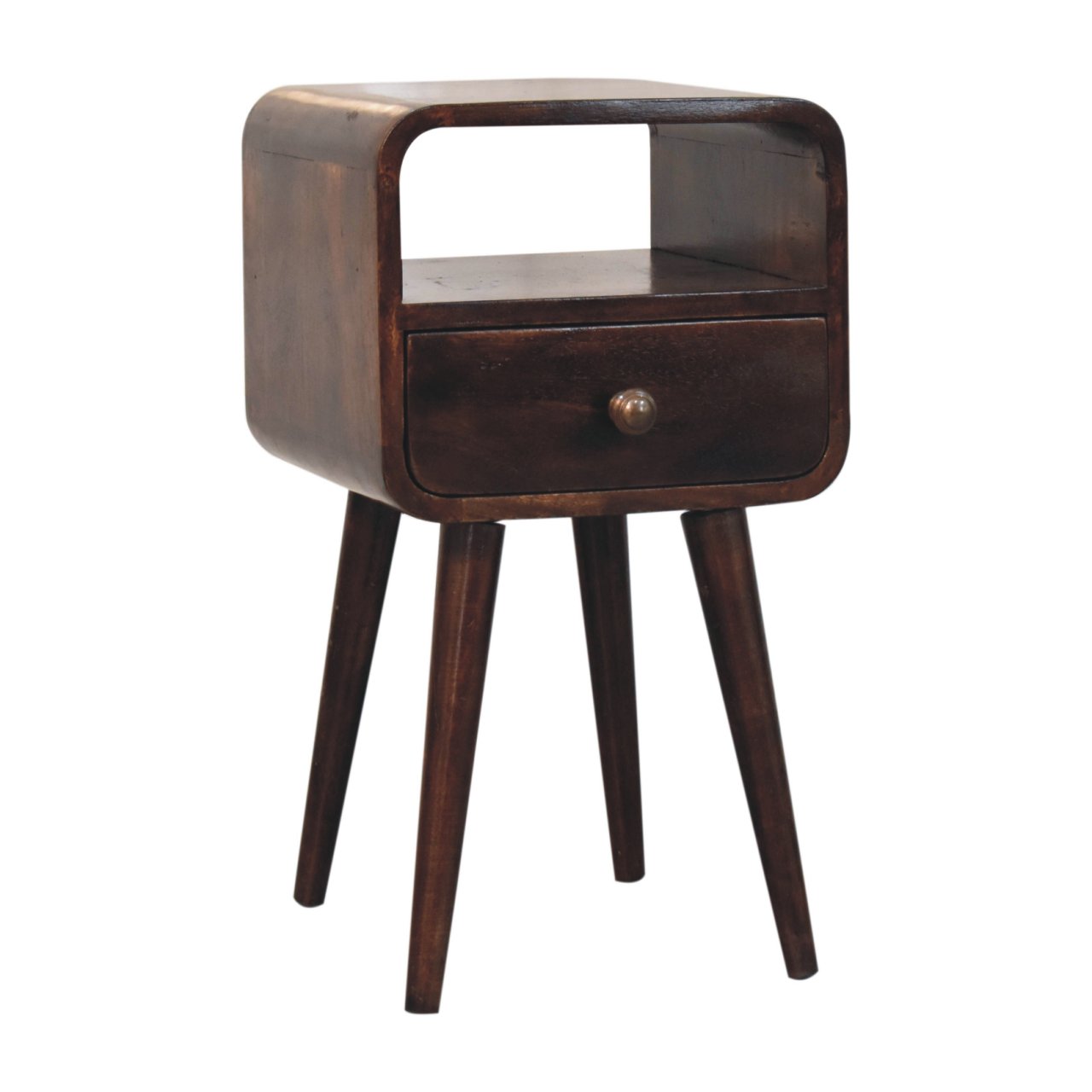 Mini California Walnut Curved Bedside with Open Slot - Image 3