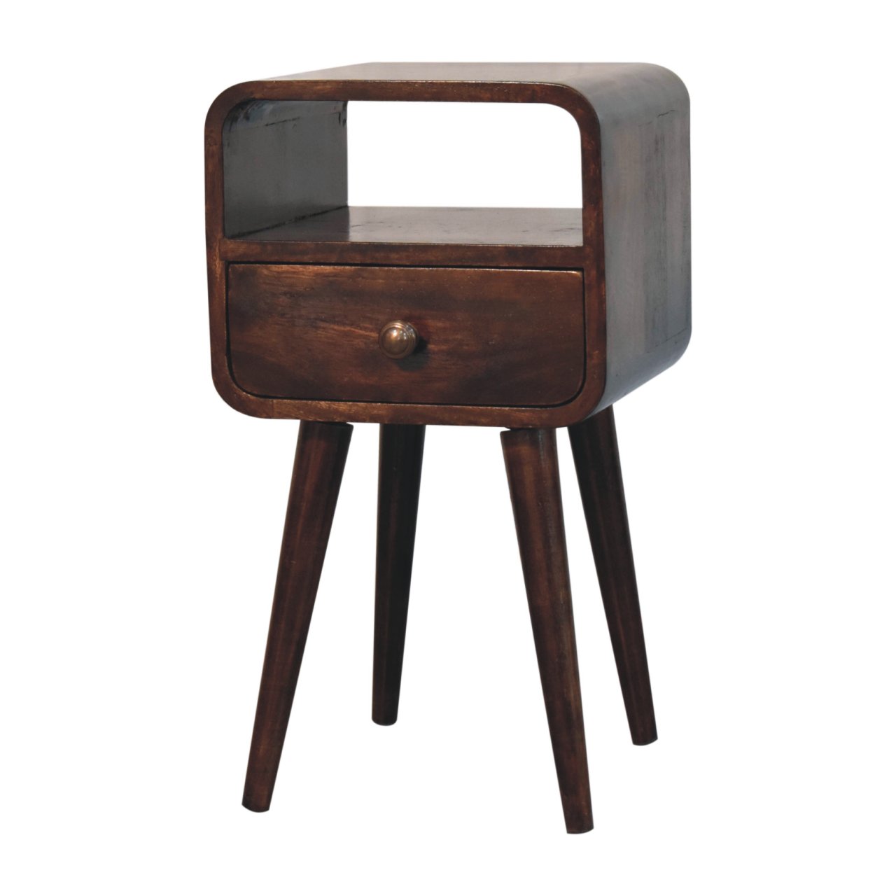 Mini California Walnut Curved Bedside with Open Slot - Image 4