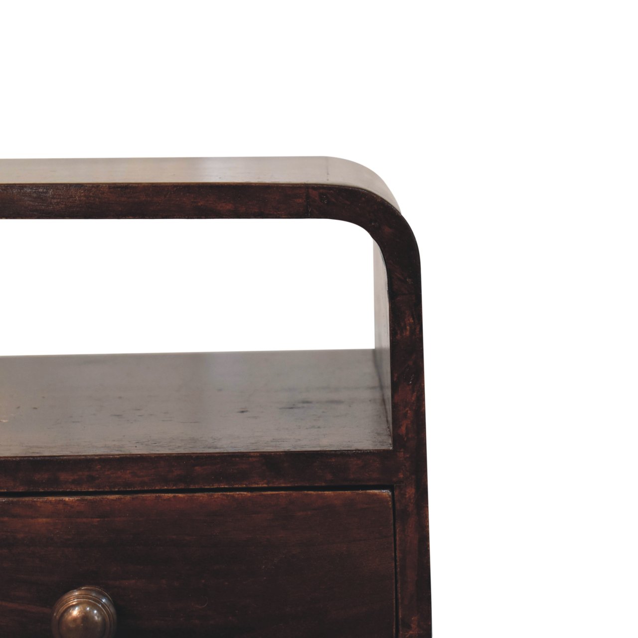 Mini California Walnut Curved Bedside with Open Slot - Image 5