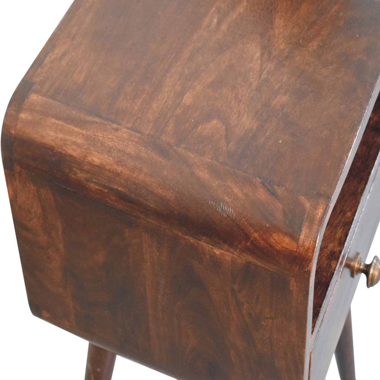 Mini California Walnut Curved Bedside with Open Slot - Image 6
