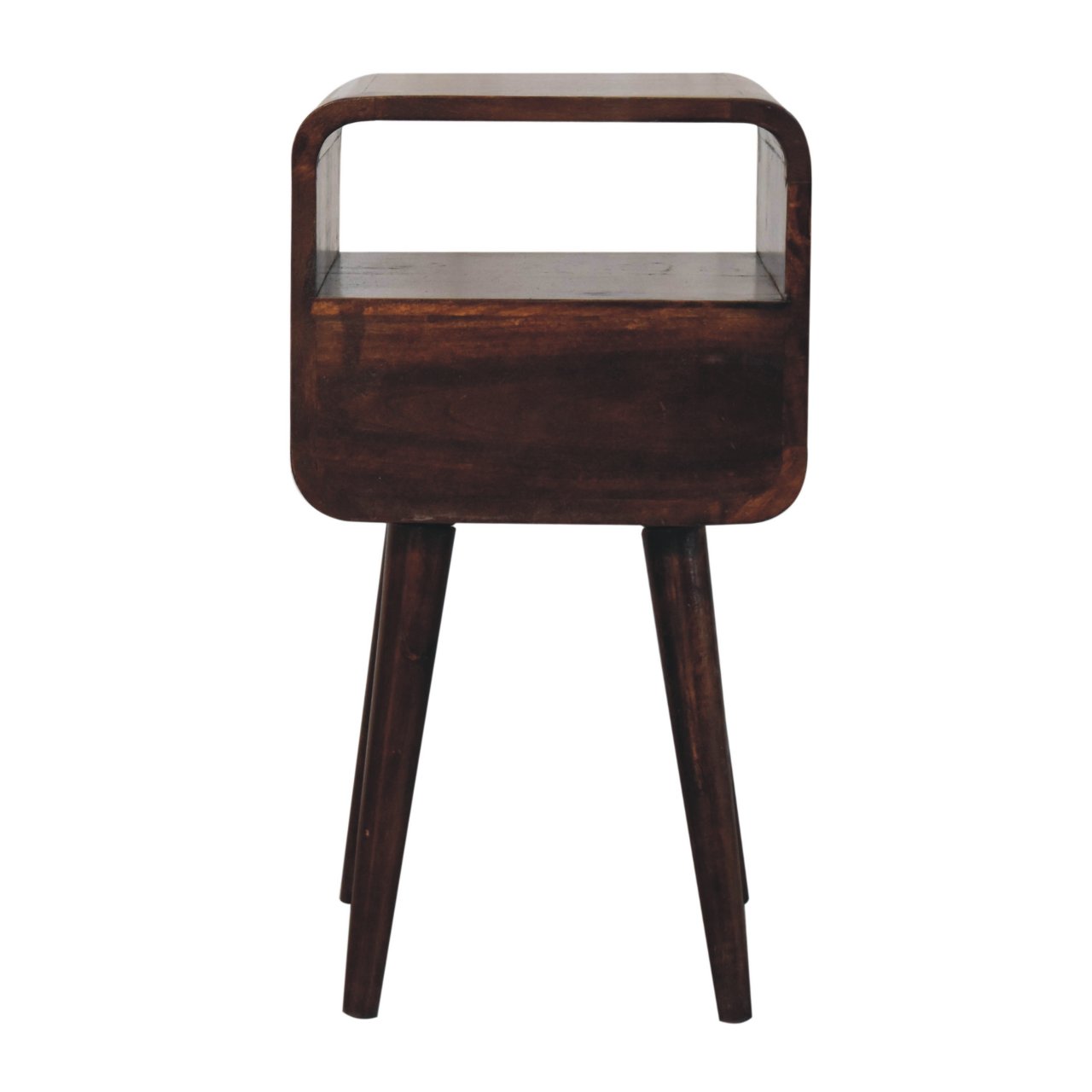 Mini California Walnut Curved Bedside with Open Slot - Image 10