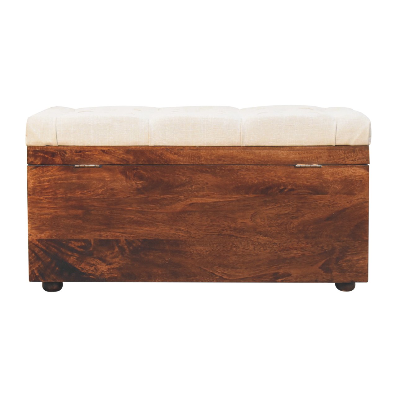 California Walnut White Linen Storage Trunk - Image 10