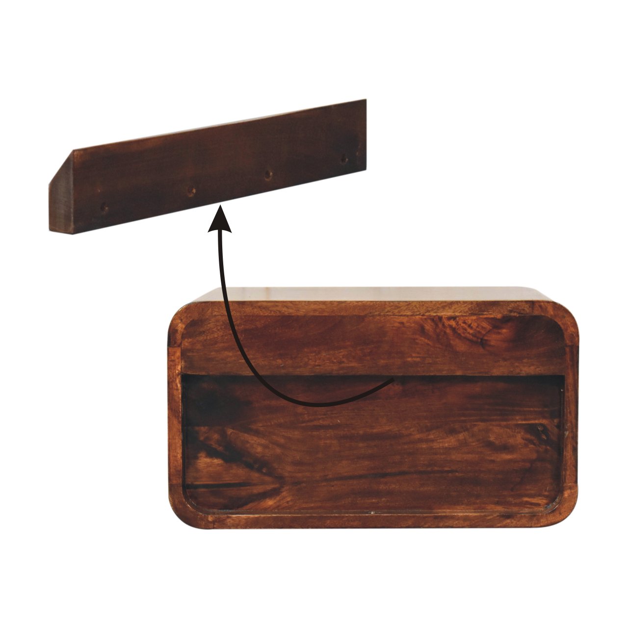 Curved California Walnut Wall Mounted Bedside - Image 3