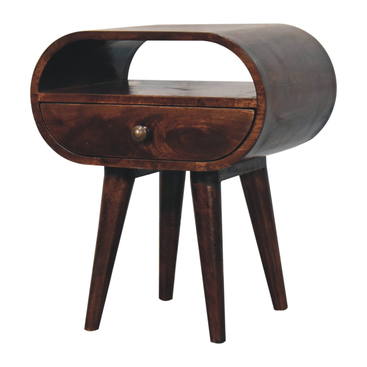 California Walnut Circular Bedside with Open Slot - Image 4