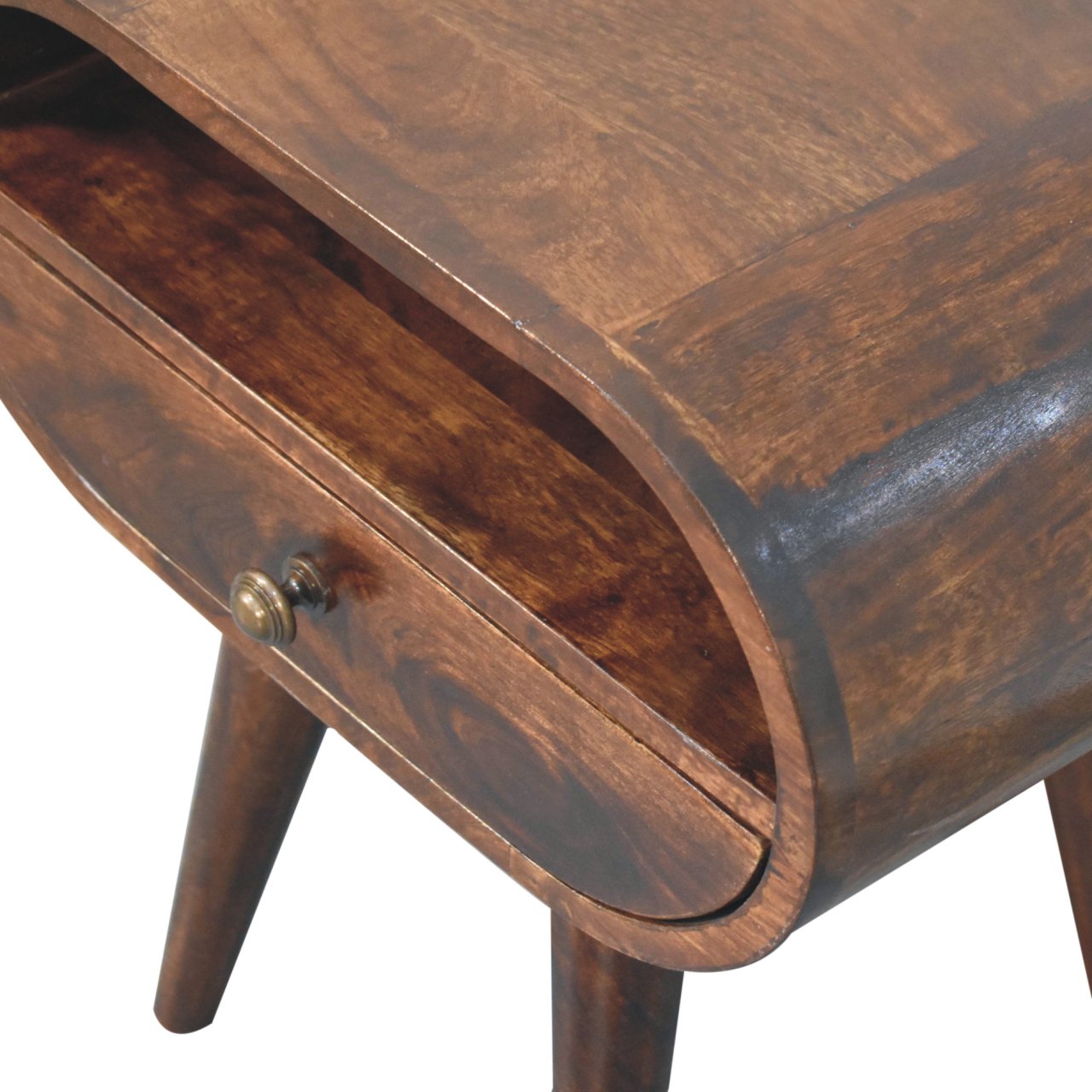 California Walnut Circular Bedside with Open Slot - Image 7