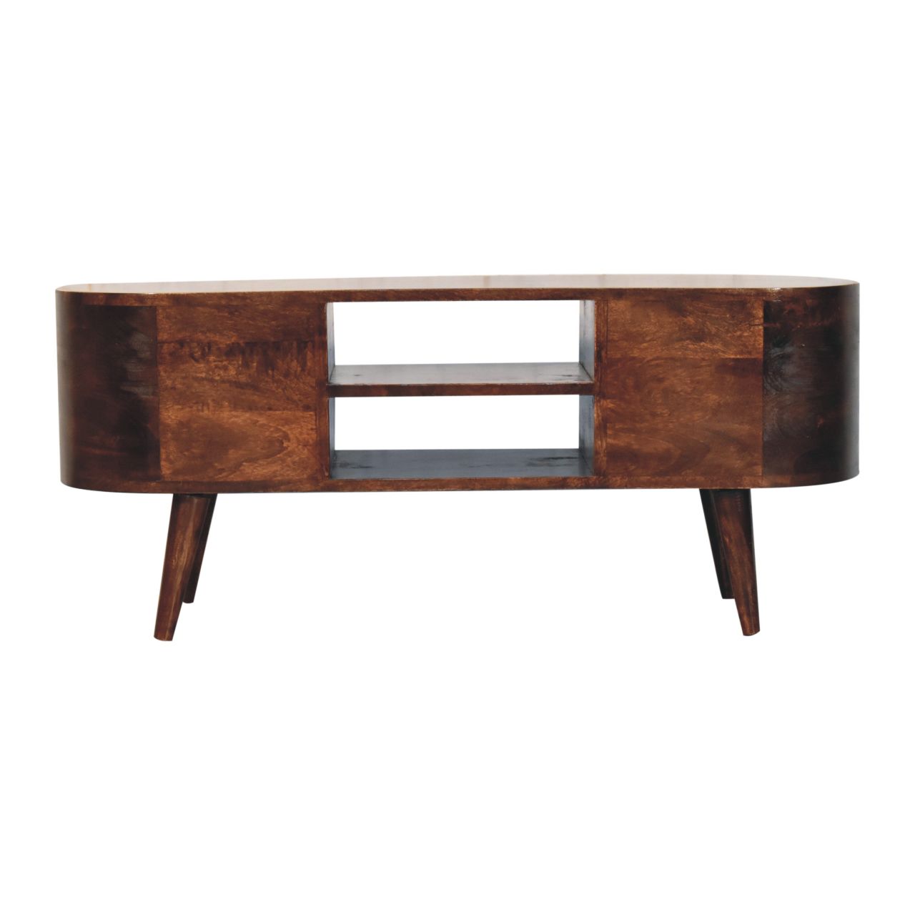 California Walnut Rounded Entertainment Unit - Image 10