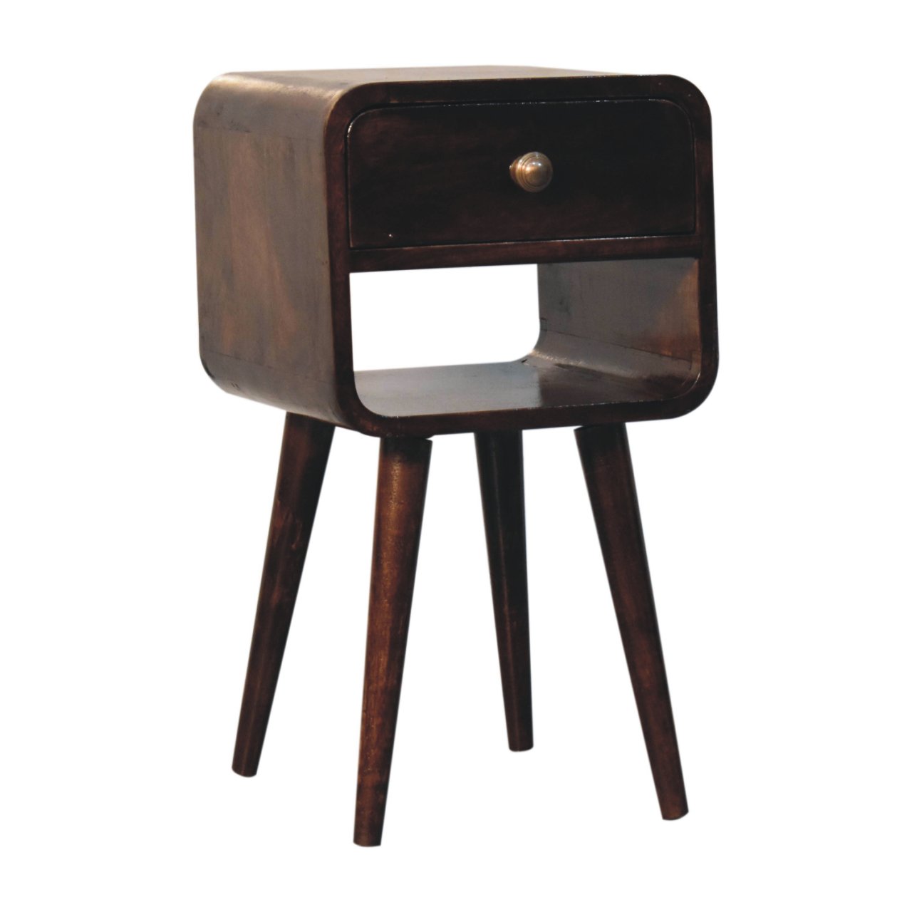 Mini California Walnut Curved Bedside with Lower Slot - Image 3