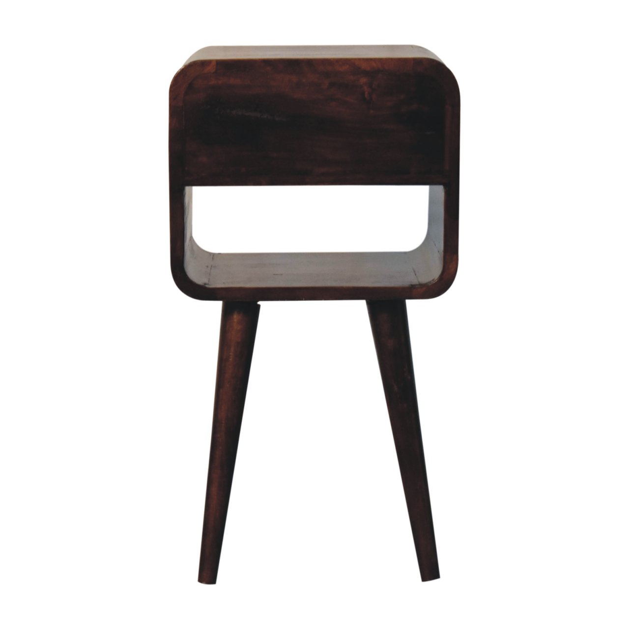 Mini California Walnut Curved Bedside with Lower Slot - Image 10