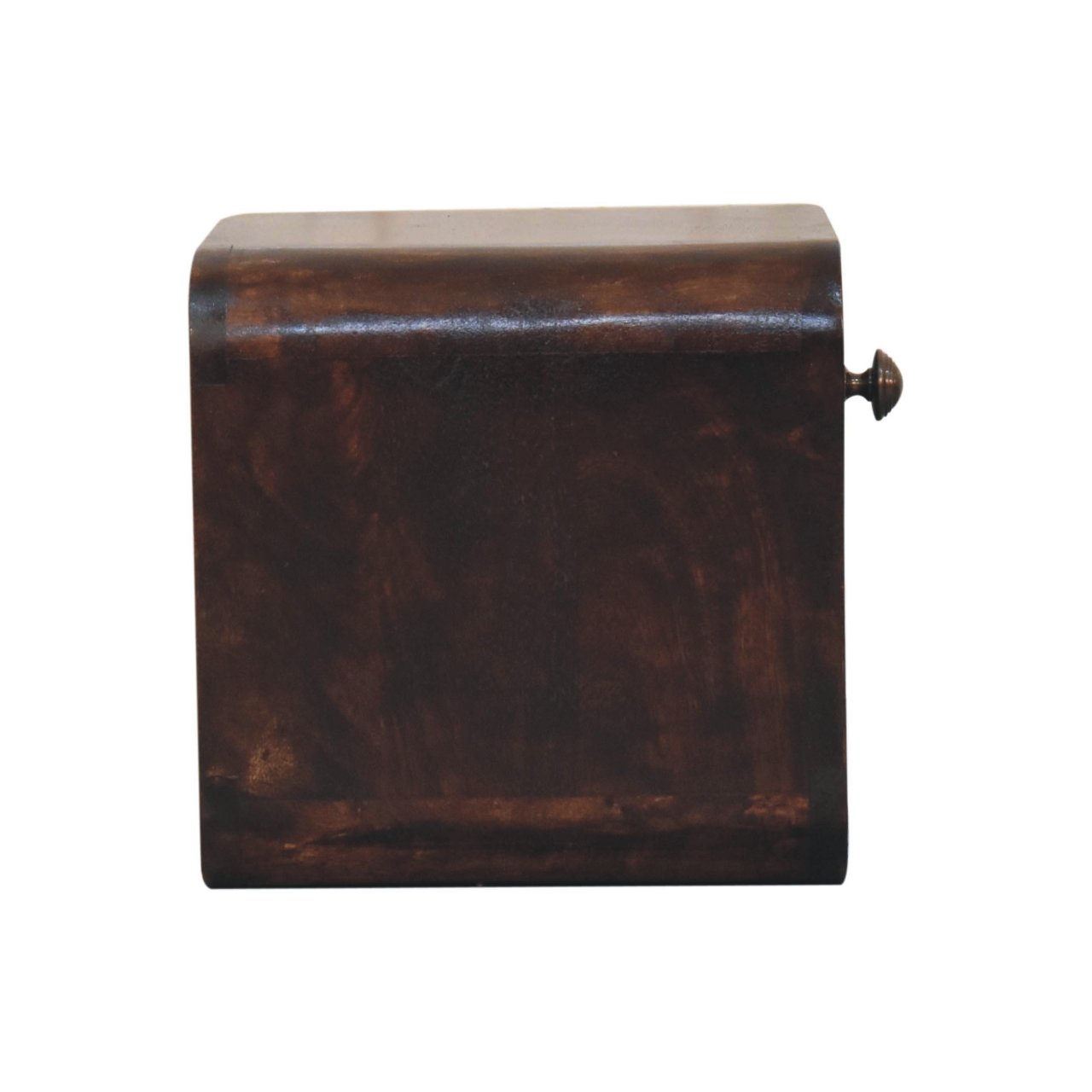 Mini Curved California Walnut Wall Mounted Bedside with Open Slot - Image 8