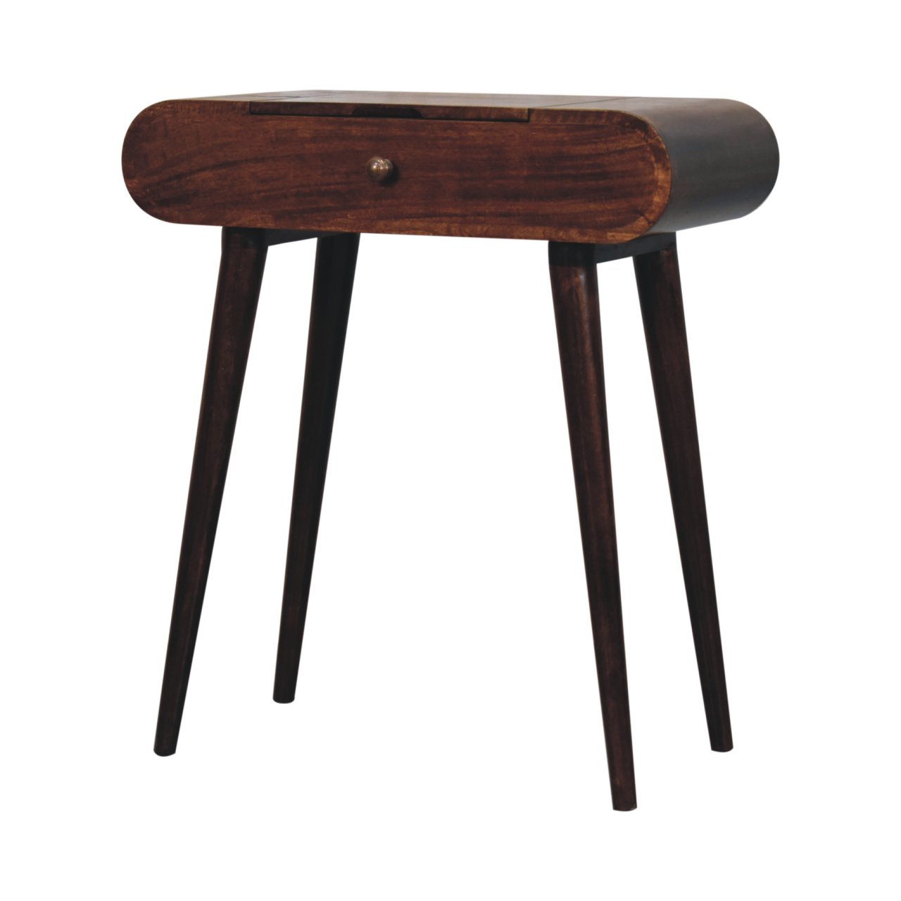 Mini California Walnut Dressing Table with Foldable Mirror - Image 3