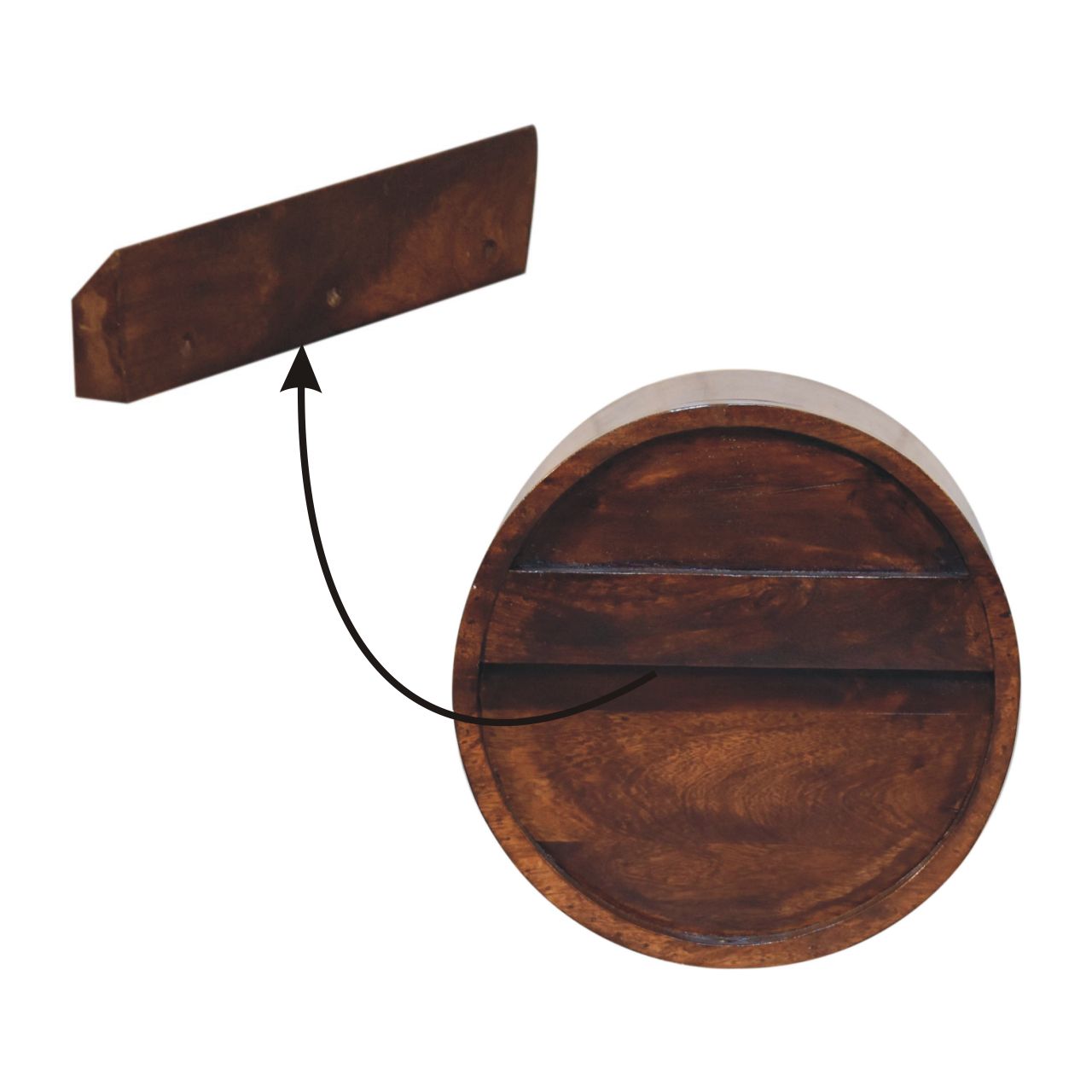 Floating Circle Chestnut Bedside - Image 10