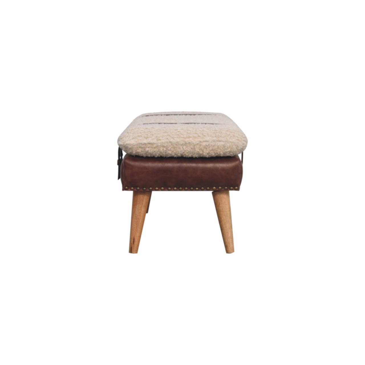 Boucle x Brown Leather Bench - Image 9