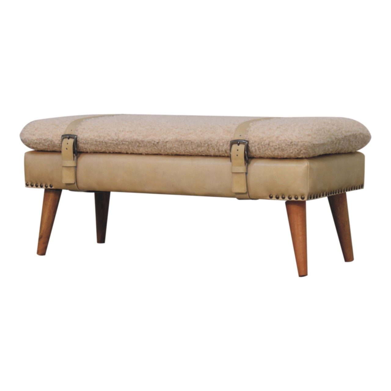 Boucle x Beige Leather Bench - Image 3