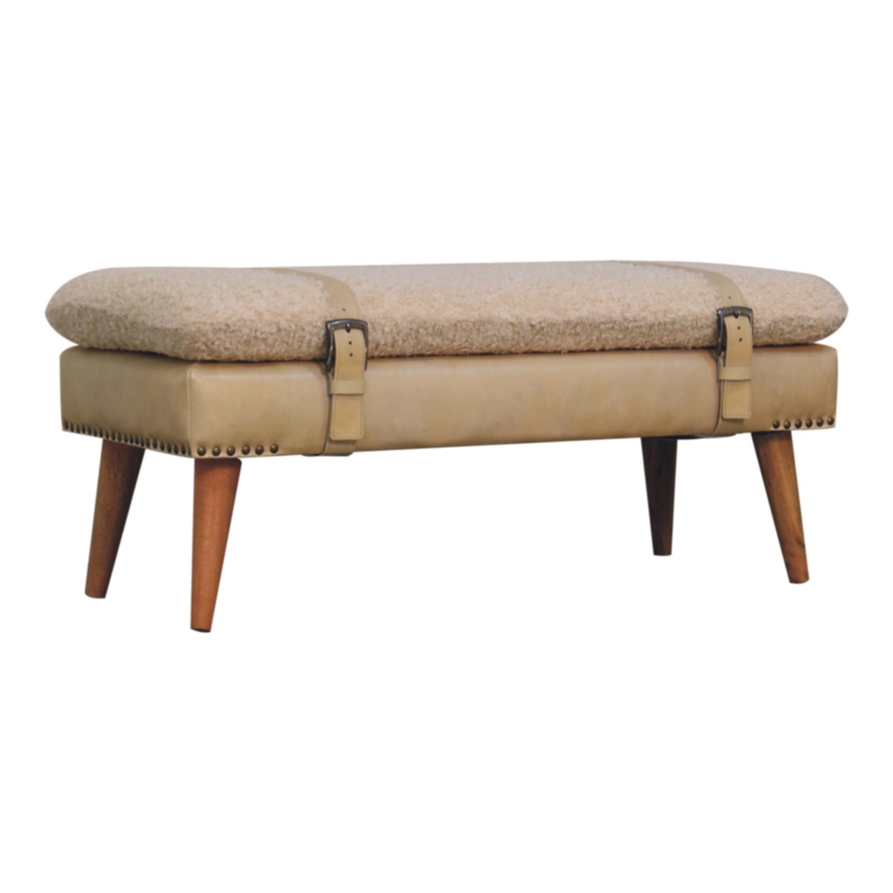 Boucle x Beige Leather Bench - Image 4