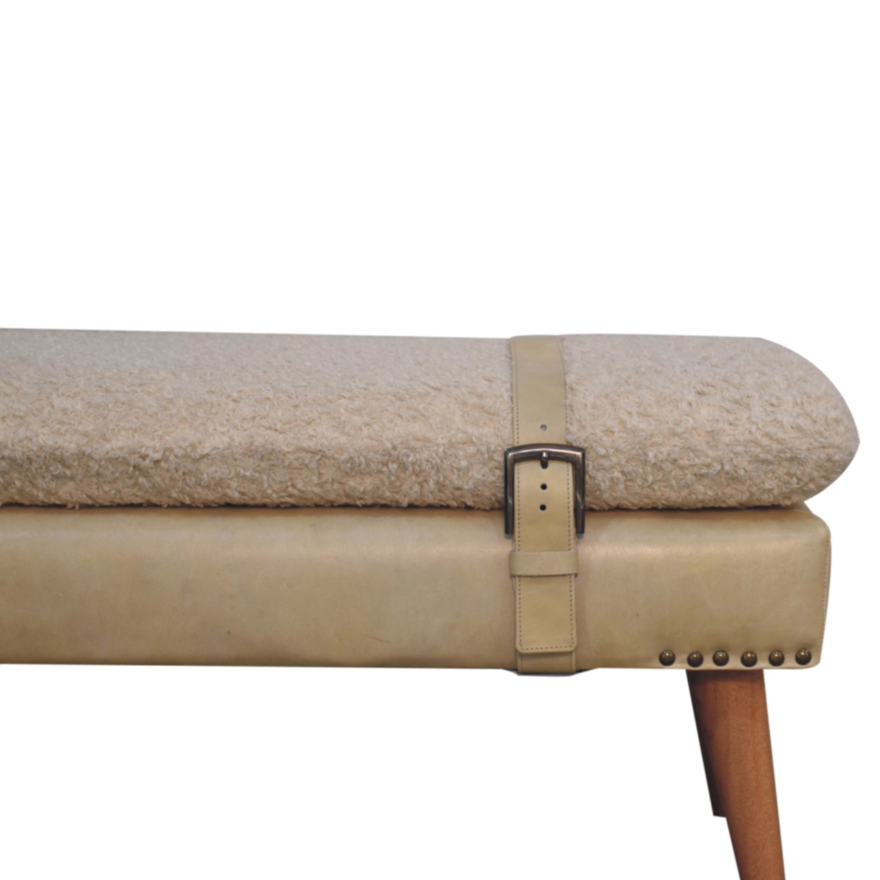 Boucle x Beige Leather Bench - Image 5