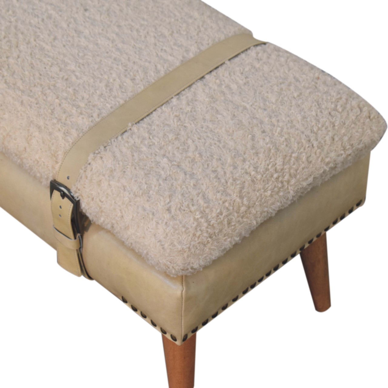 Boucle x Beige Leather Bench - Image 6