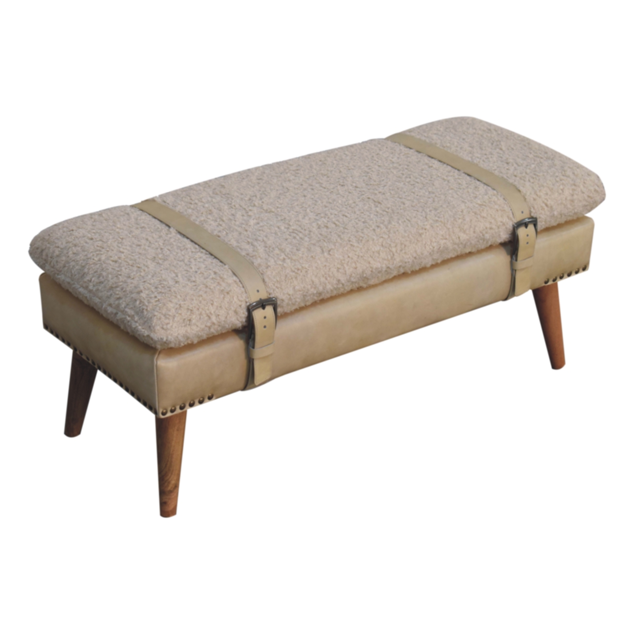 Boucle x Beige Leather Bench - Image 7