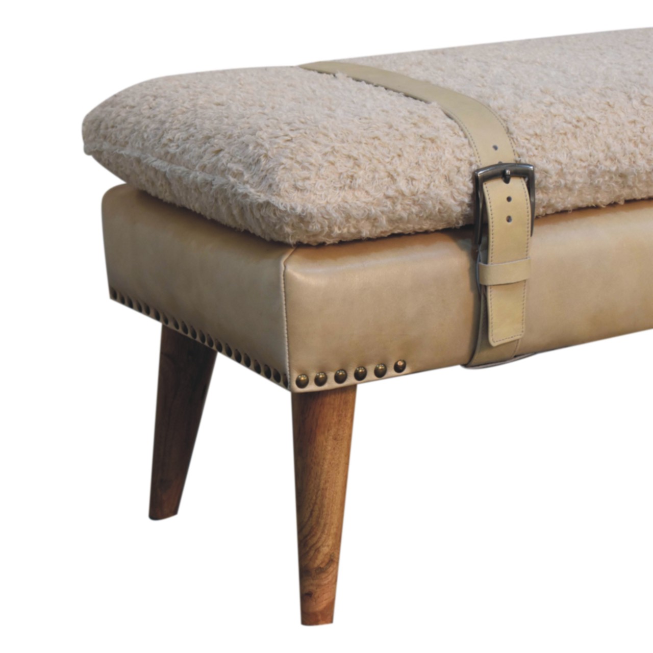 Boucle x Beige Leather Bench - Image 8
