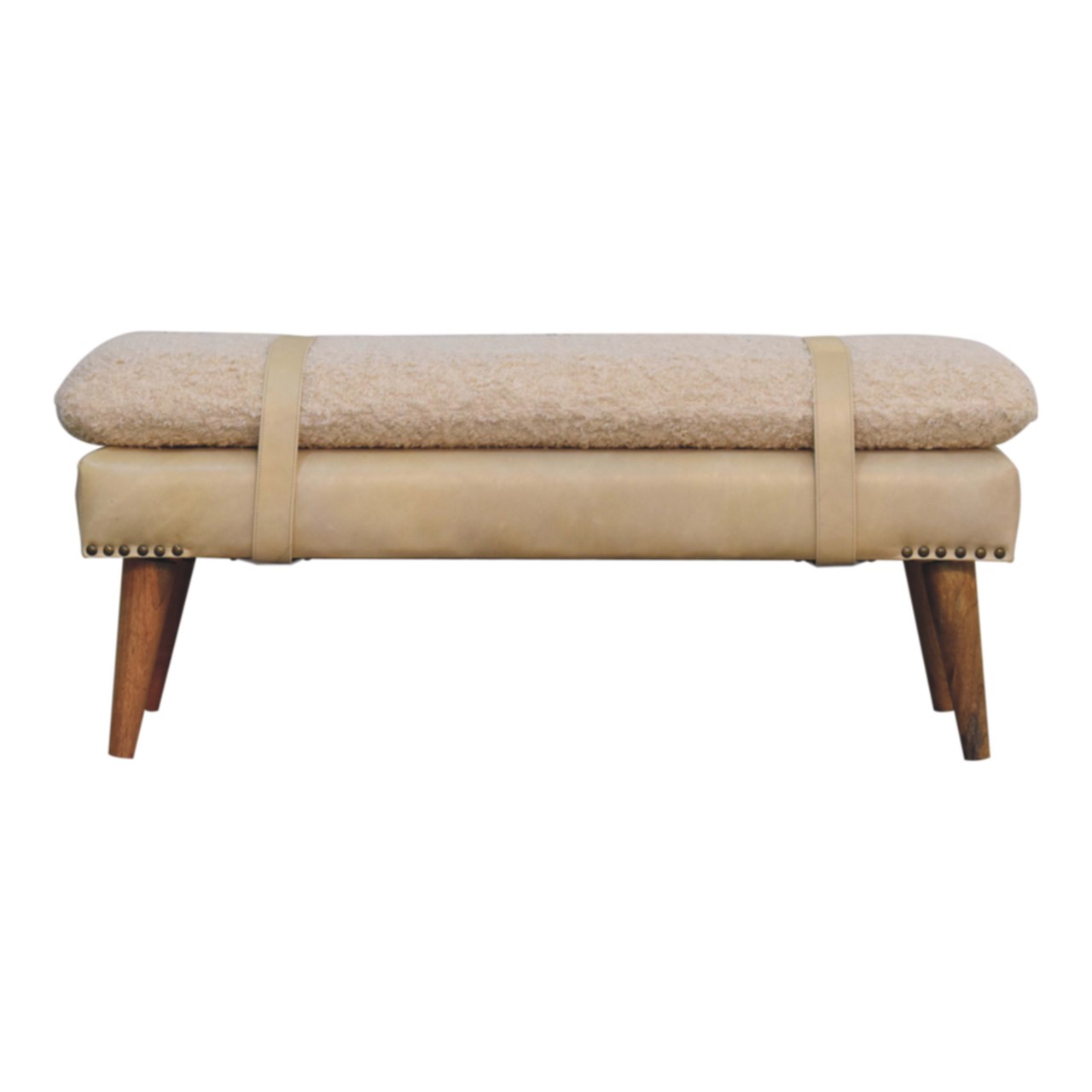 Boucle x Beige Leather Bench - Image 10