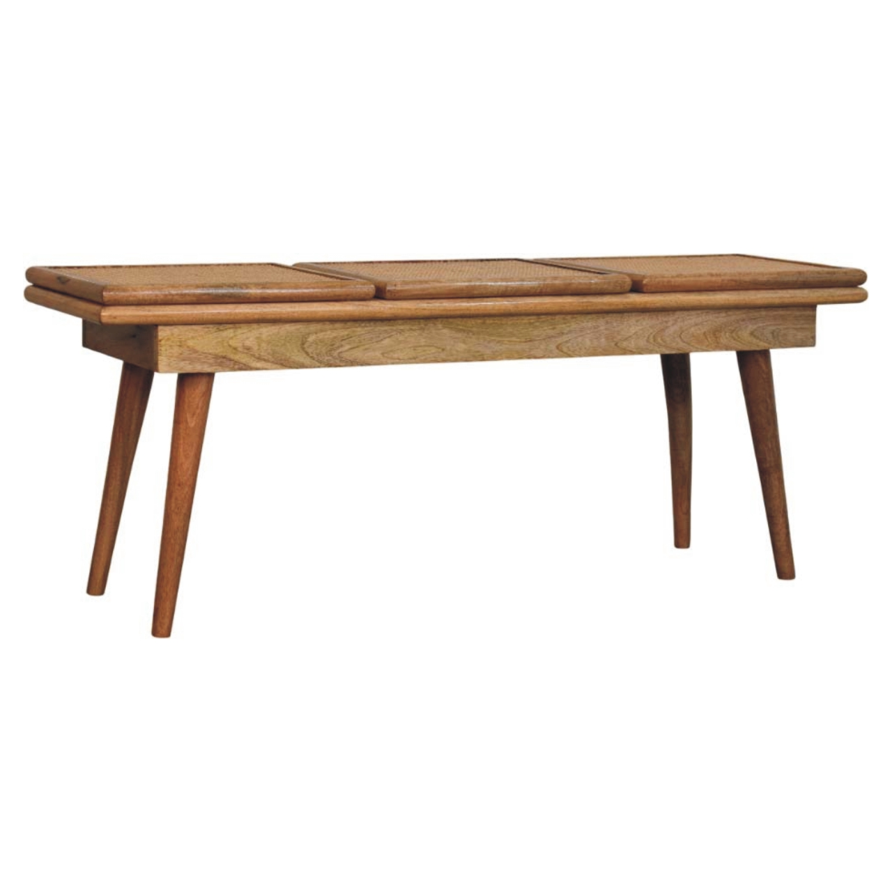 Larissa Triple Accent Oak-ish Cane Bench - Image 3