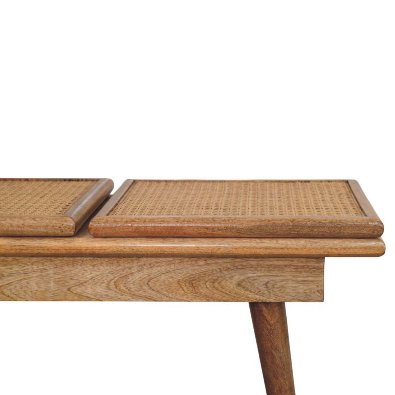 Larissa Triple Accent Oak-ish Cane Bench - Image 6